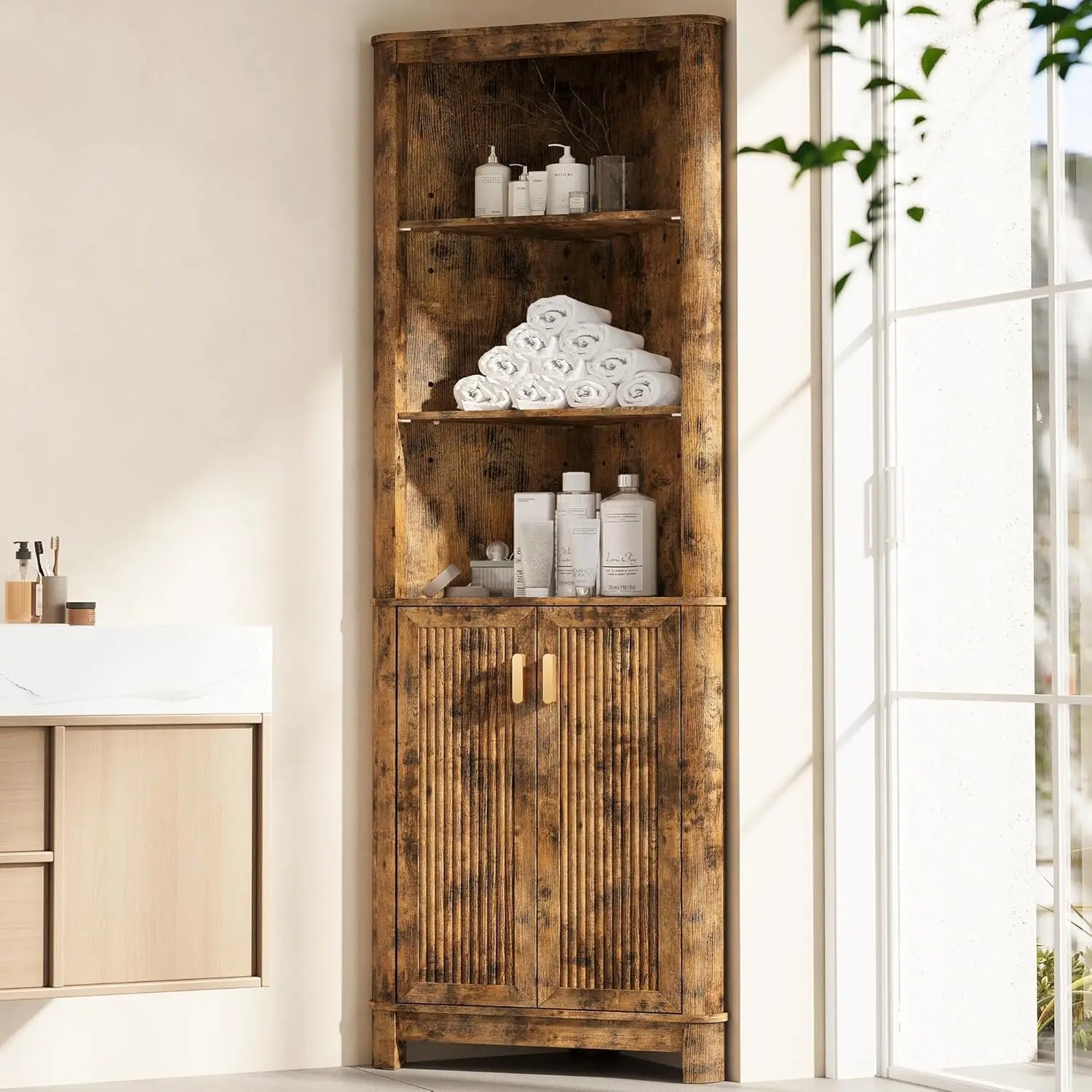 6-Tier Corner Shelf with Doors