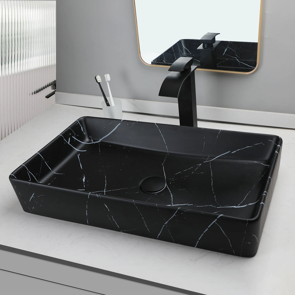 Rectangle Marble Bathroom Vessel Sink