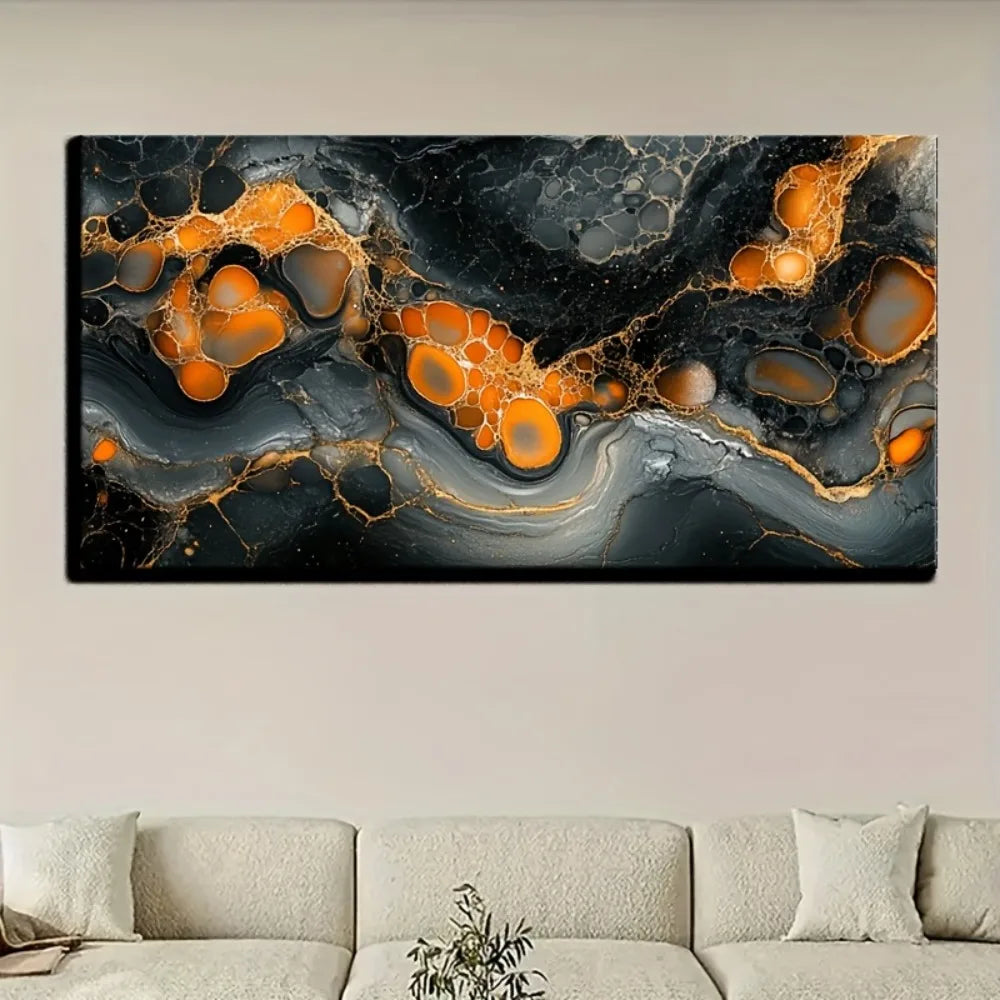 Abstract Marble stone wall art canvas w/1.5 inch thick pine solid wood frame