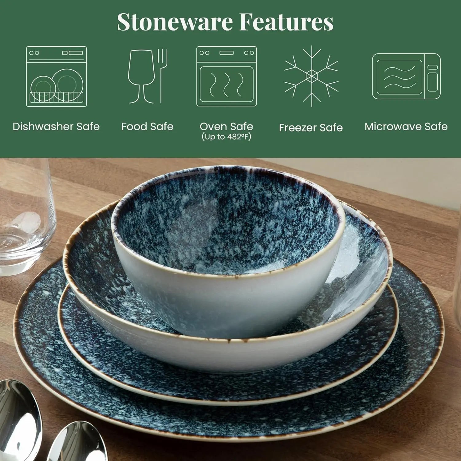 Ceramic Stoneware Dinnerware 16-Piece Set
