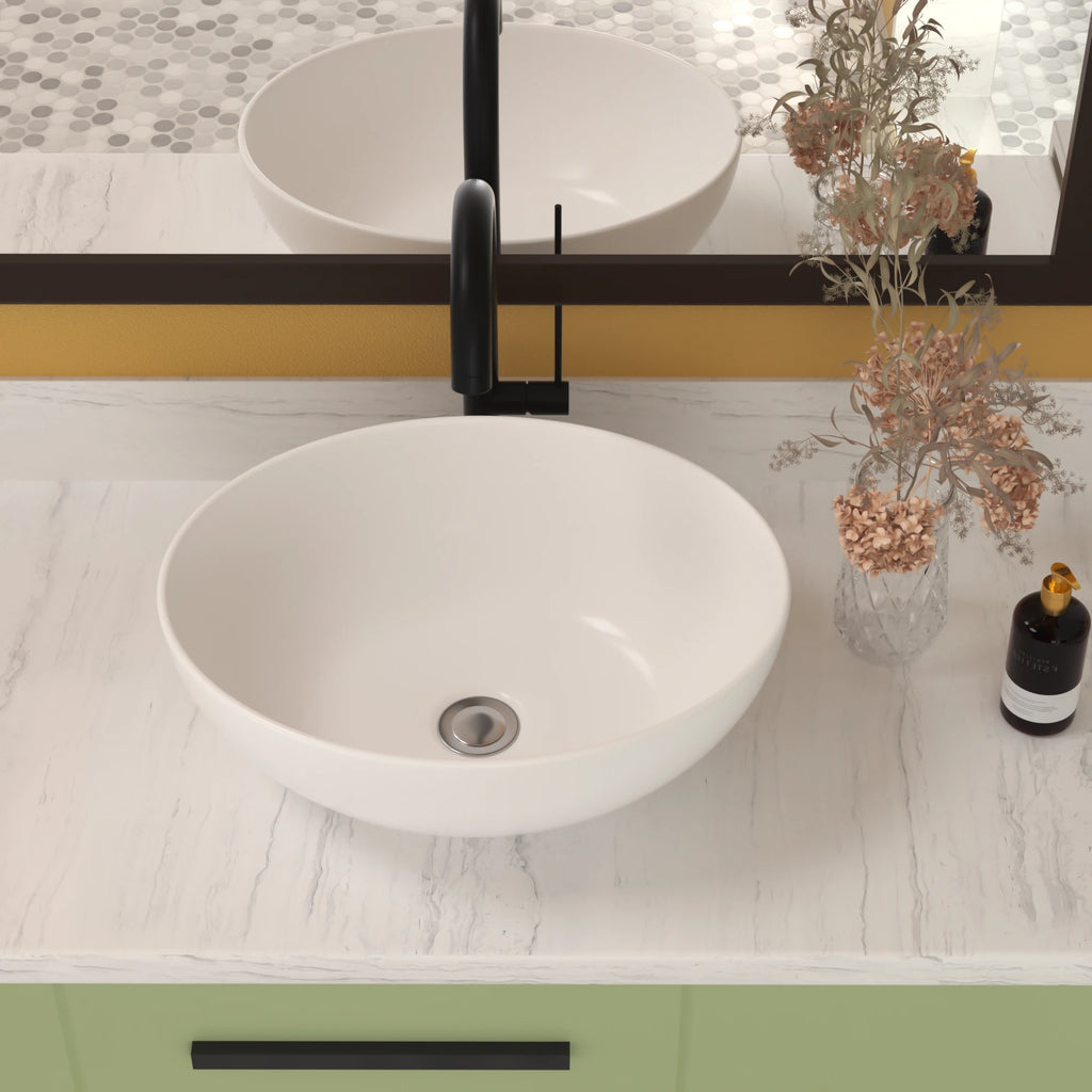 White Ceramic Modern Oval Bathroom Sink