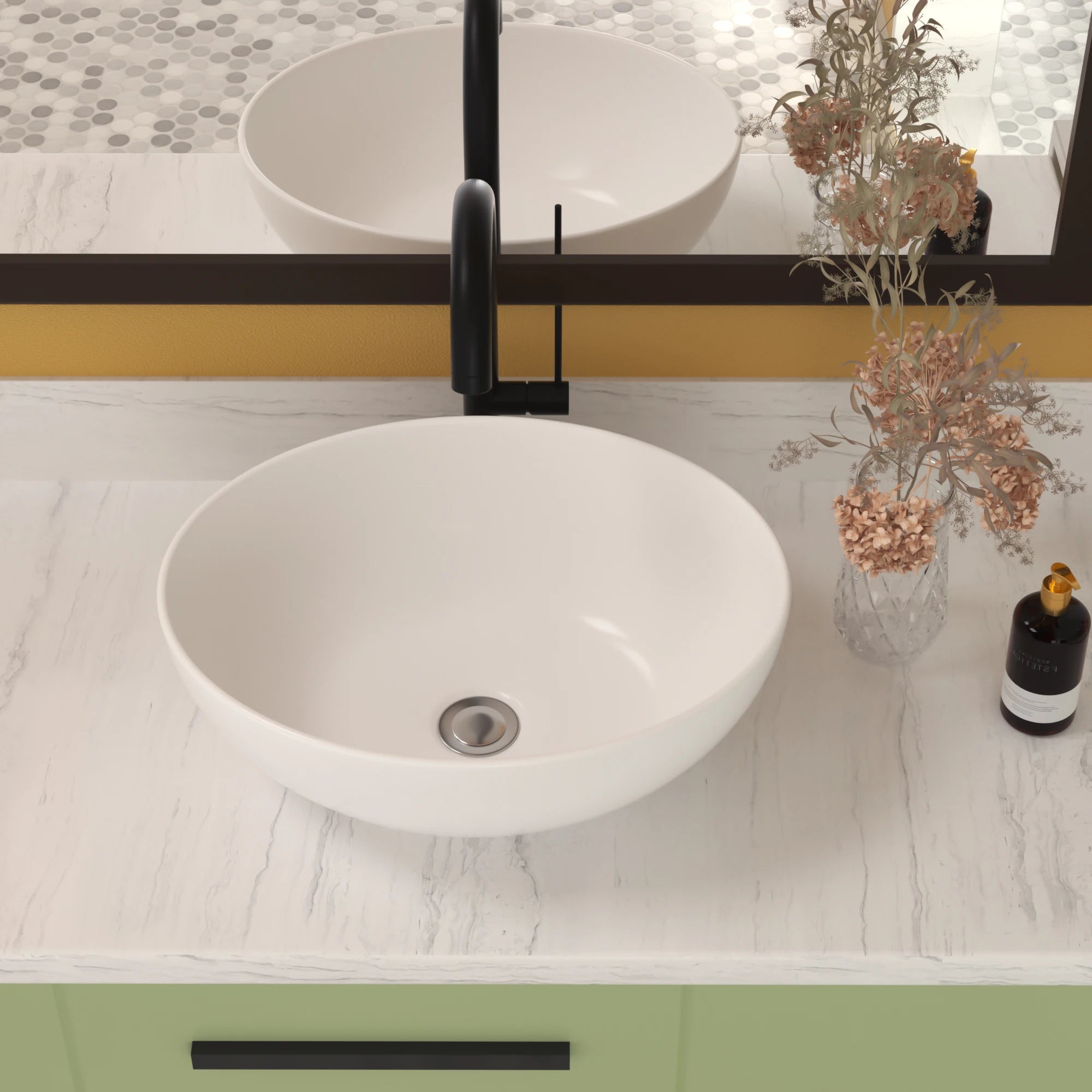 White Ceramic Modern Oval Bathroom Sink