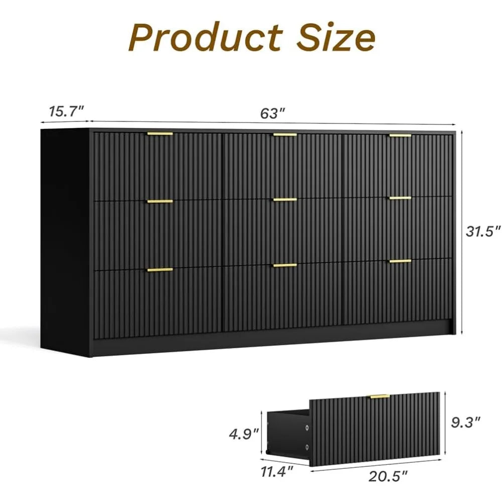 Black 9 Drawer Dresser