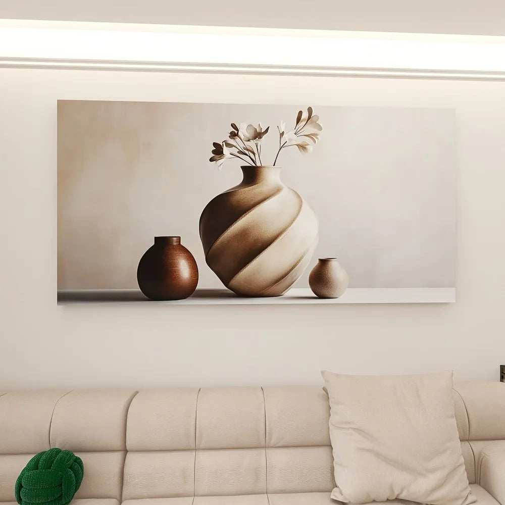 abstract vase with plant art print on canvas w/1.5 inch thick solid pine frame