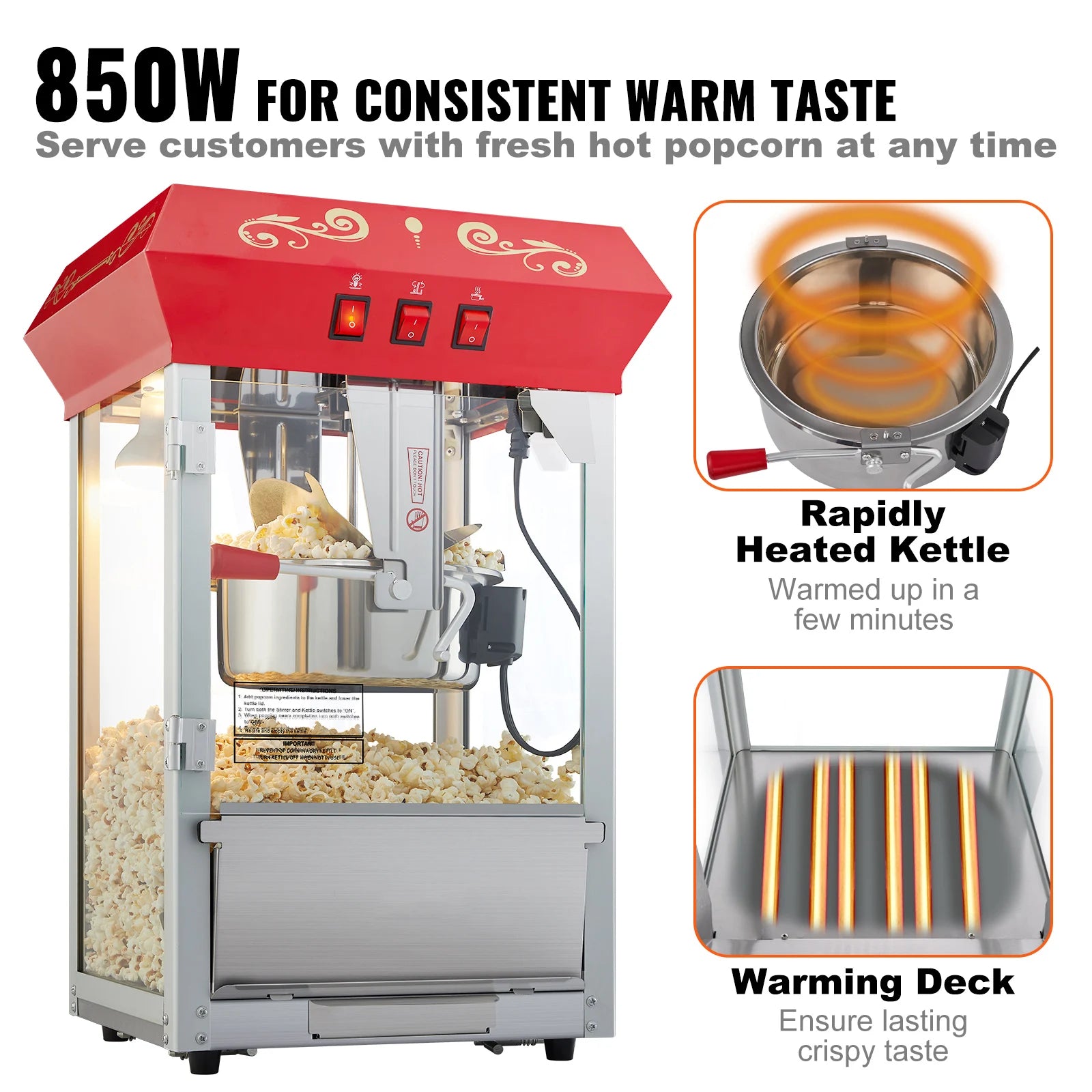 8/12Oz Commercial  Electric Popcorn Maker
