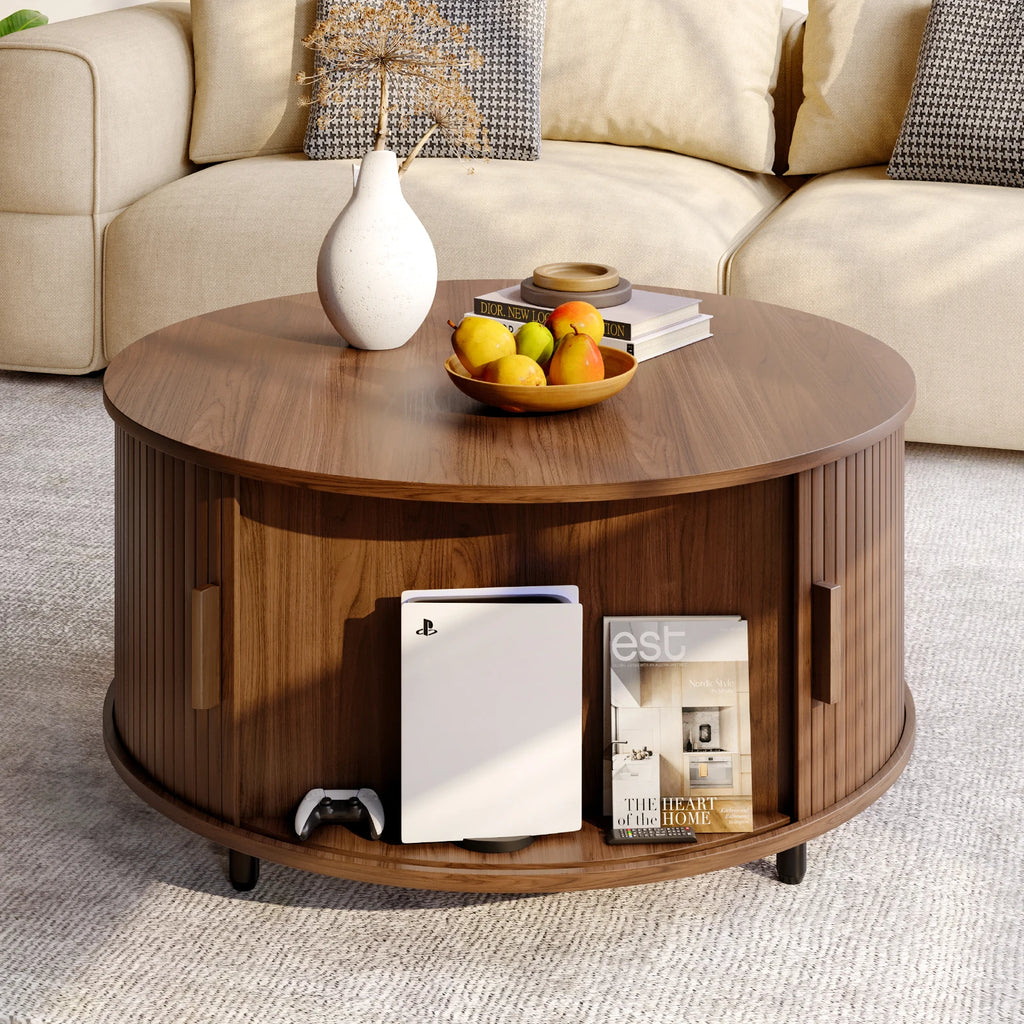 Round Coffee Table with Storage,31.5"