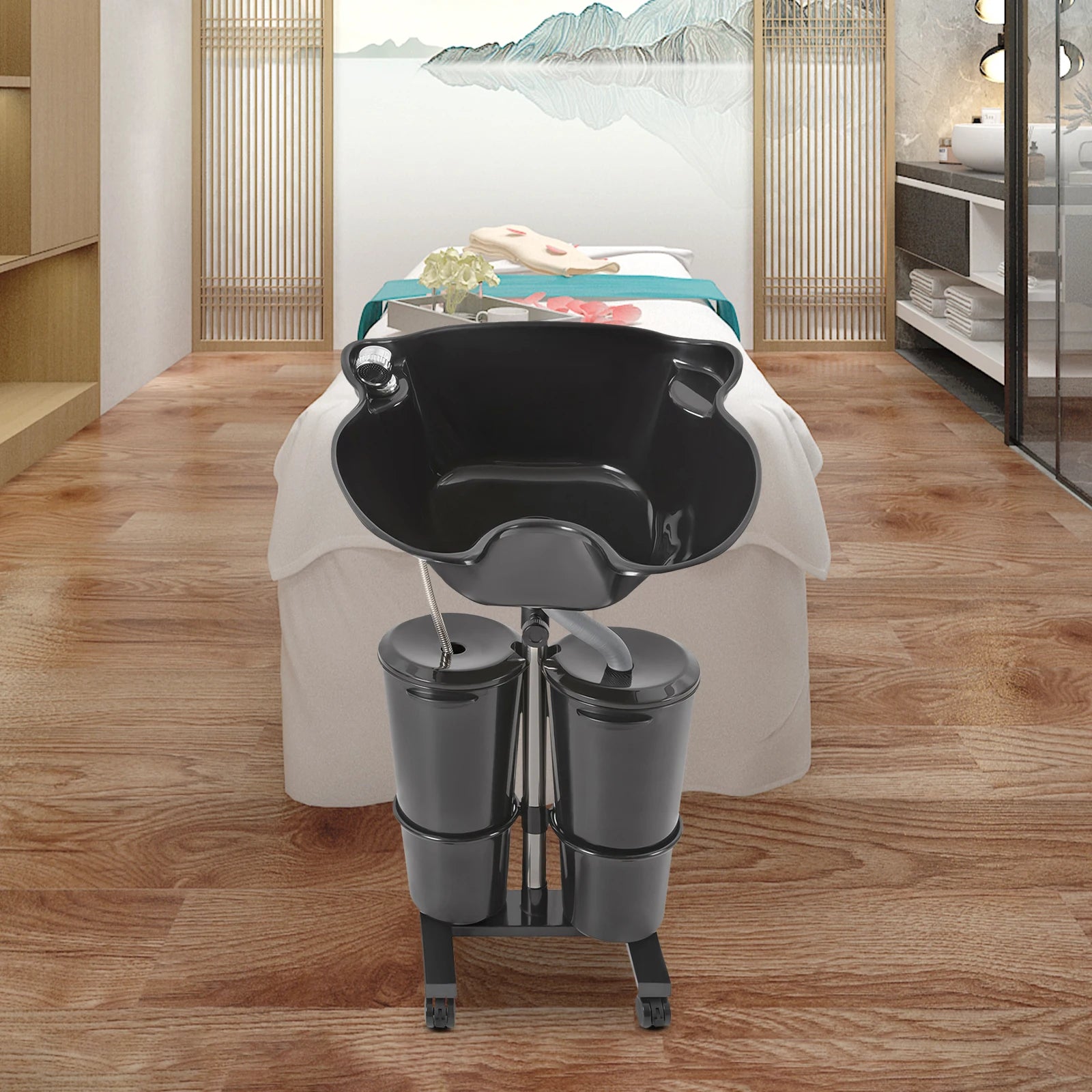 Mobile Hair Wash Portable Shampoo Basin Height Adjustable