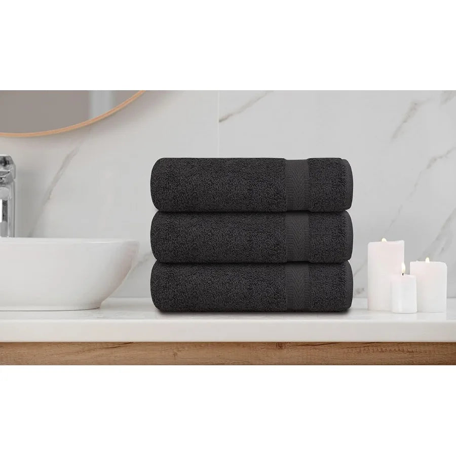 100 Cotton Bath Towels 24x48 Inches Pack of 6