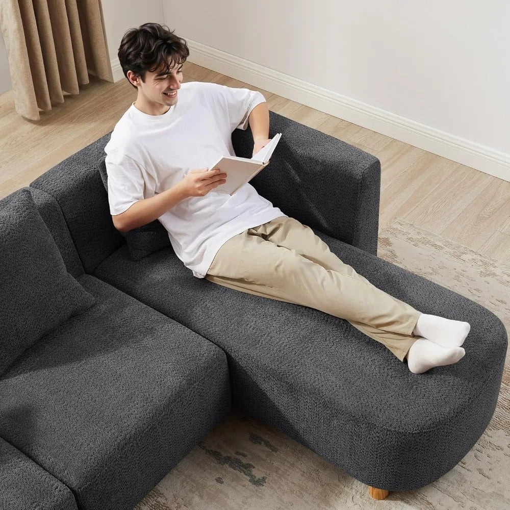 113" Sectional Sofa with 4 Pillows