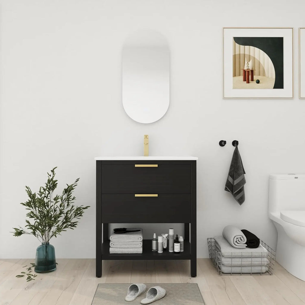Brown Vanity,w/Sink Soft-Closing Door (24")