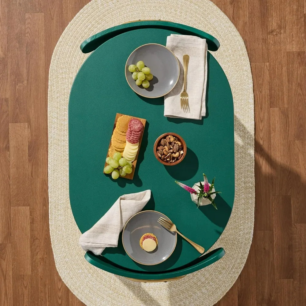 Modern Oval Dining Table Set w/ 2 Chairs