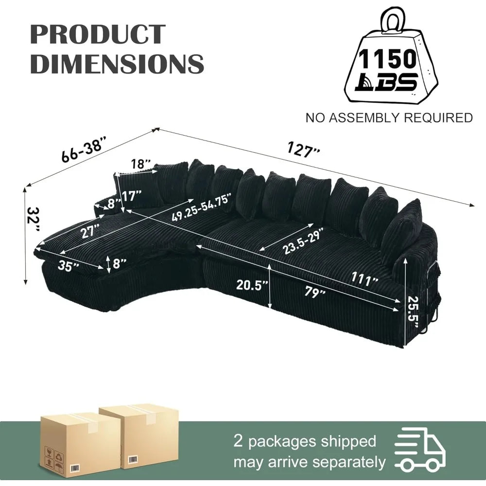 127'' Cloud Corduroy Couch