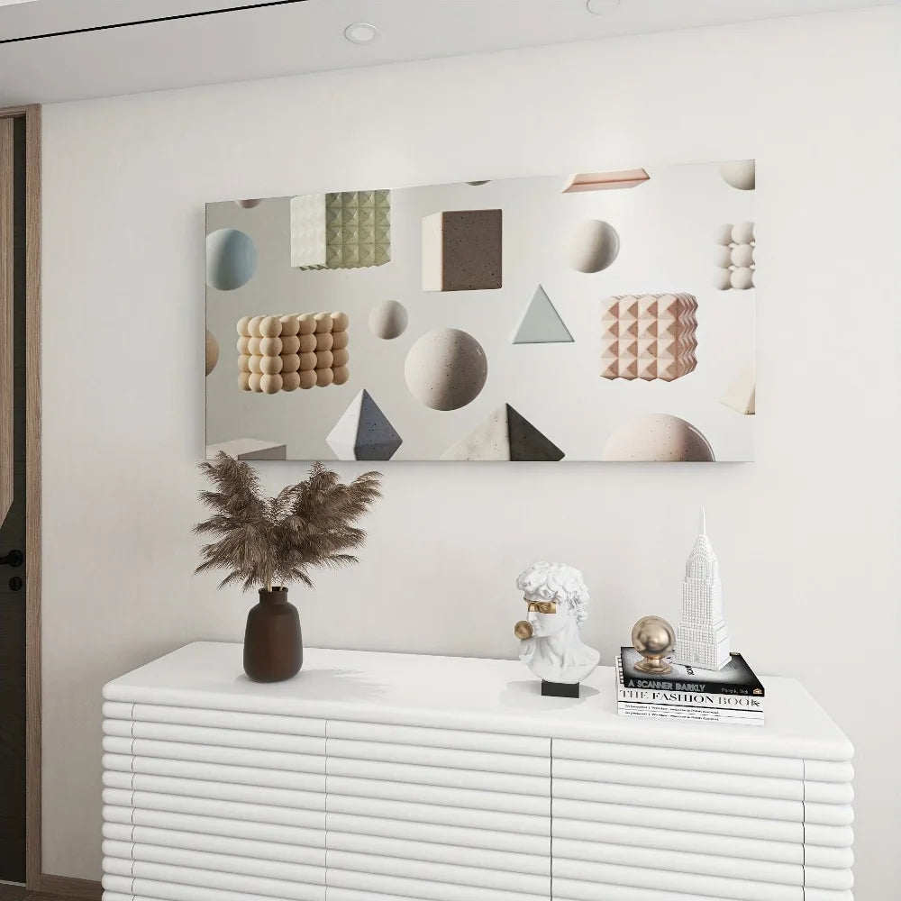 Geometric abstract poster w/1.5 "thick pine solid wood frame