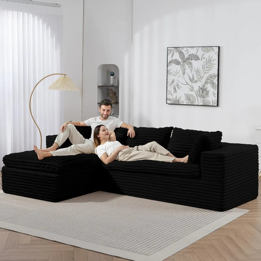 107'' Cloud Modular Sectional Sof,w/Chaise & Cup Holder