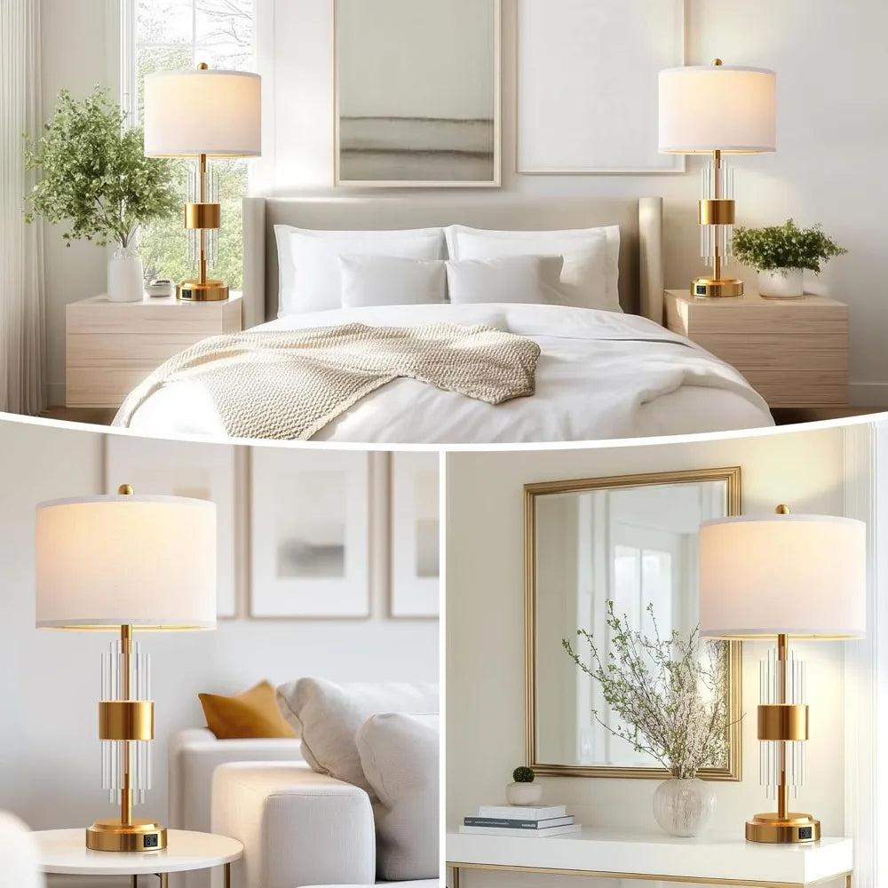 Gold Bedside Lamps With Touch Control (Set Of 2)