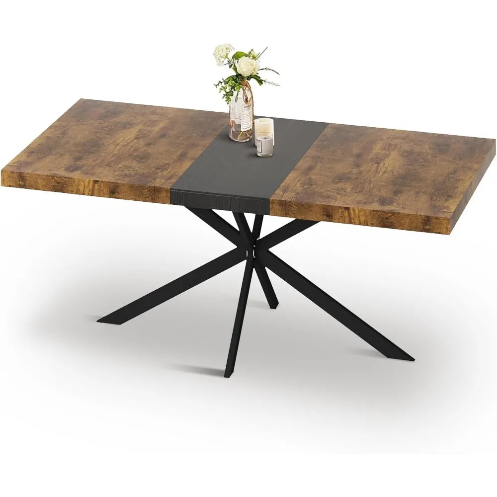 Extendable Rectangular Wooden Dining Table for 4 6 8 People