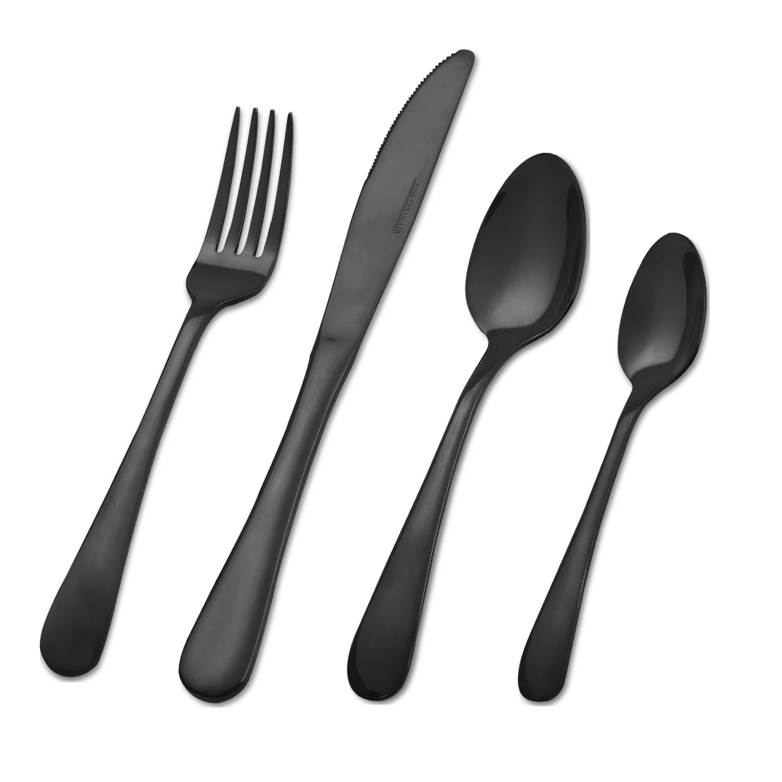 24 pcs Piece Silverware Set Black