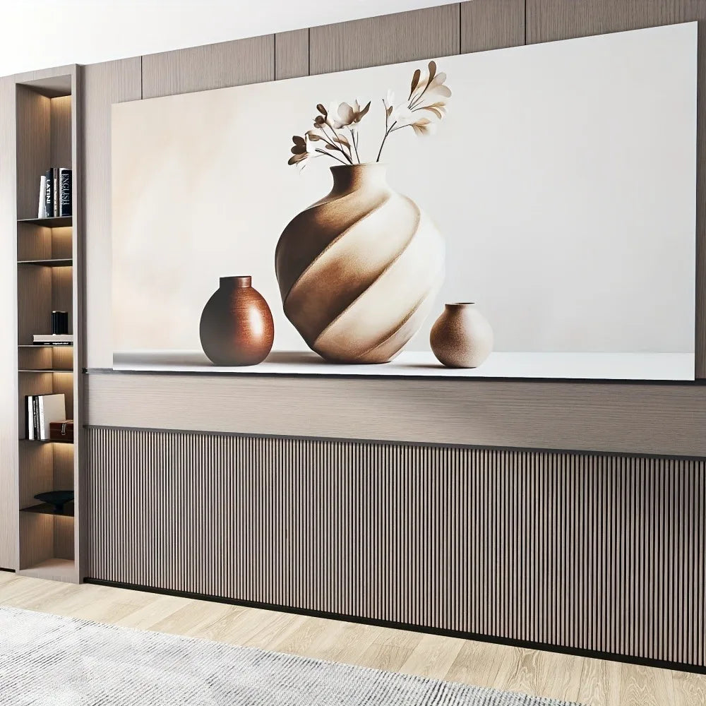 abstract vase with plant art print on canvas w/1.5 inch thick solid pine frame