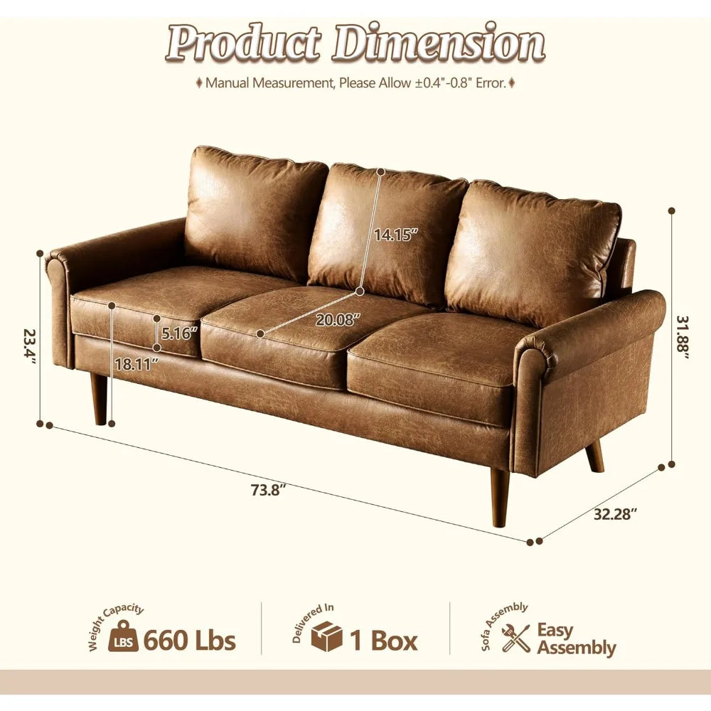 3-Seater with Deep Seat & Suede Leather