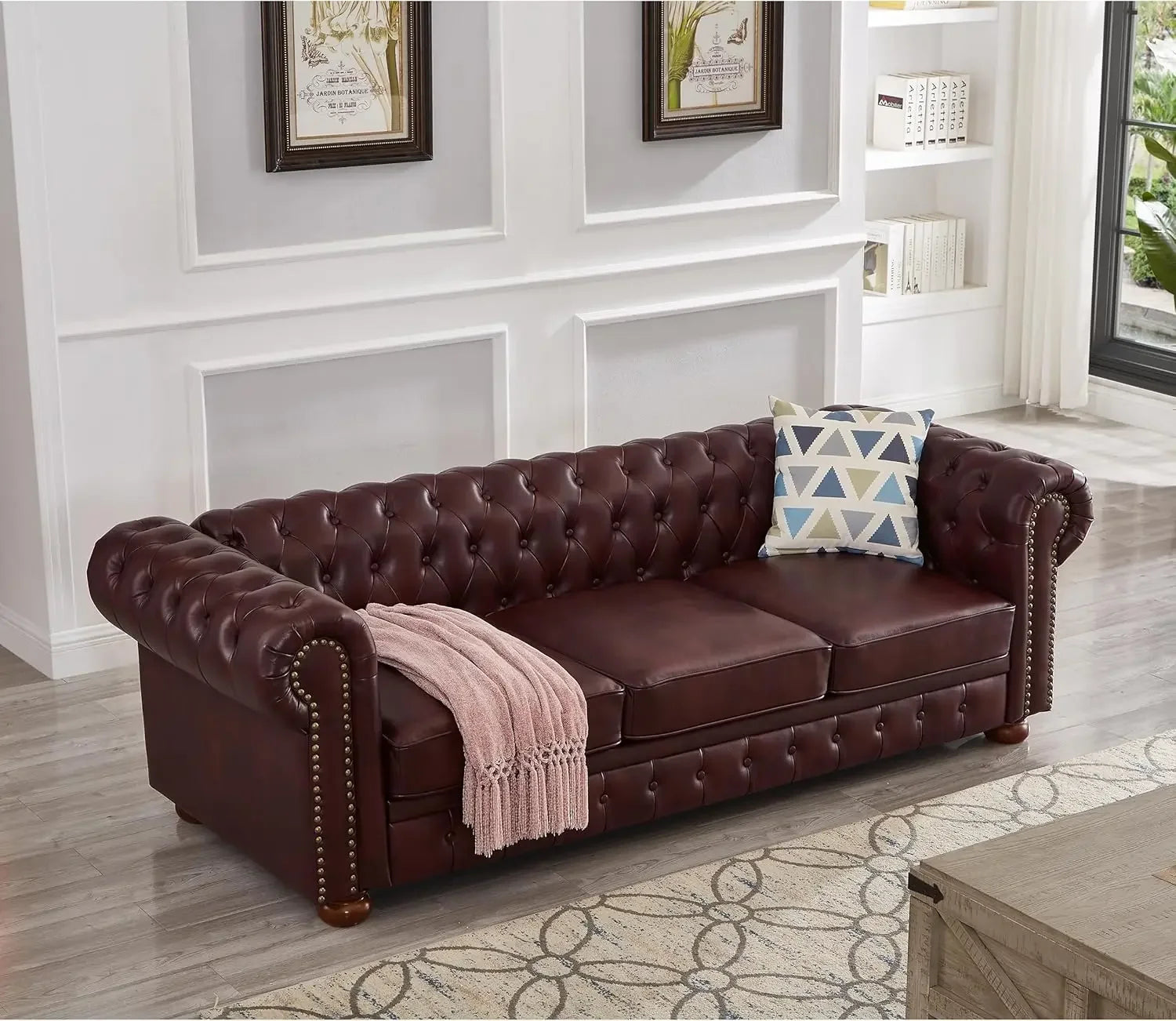 89" Faux Leather Couch Upholstered Sofa