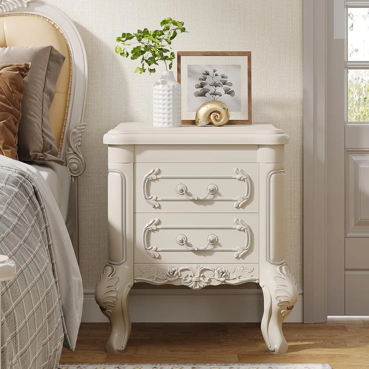 White Nightstand End Table