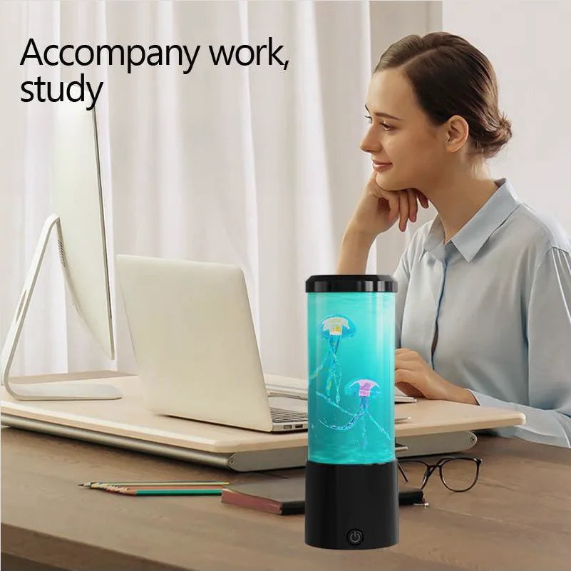 Aquarium Mood Lamp with Floating Jellyfish