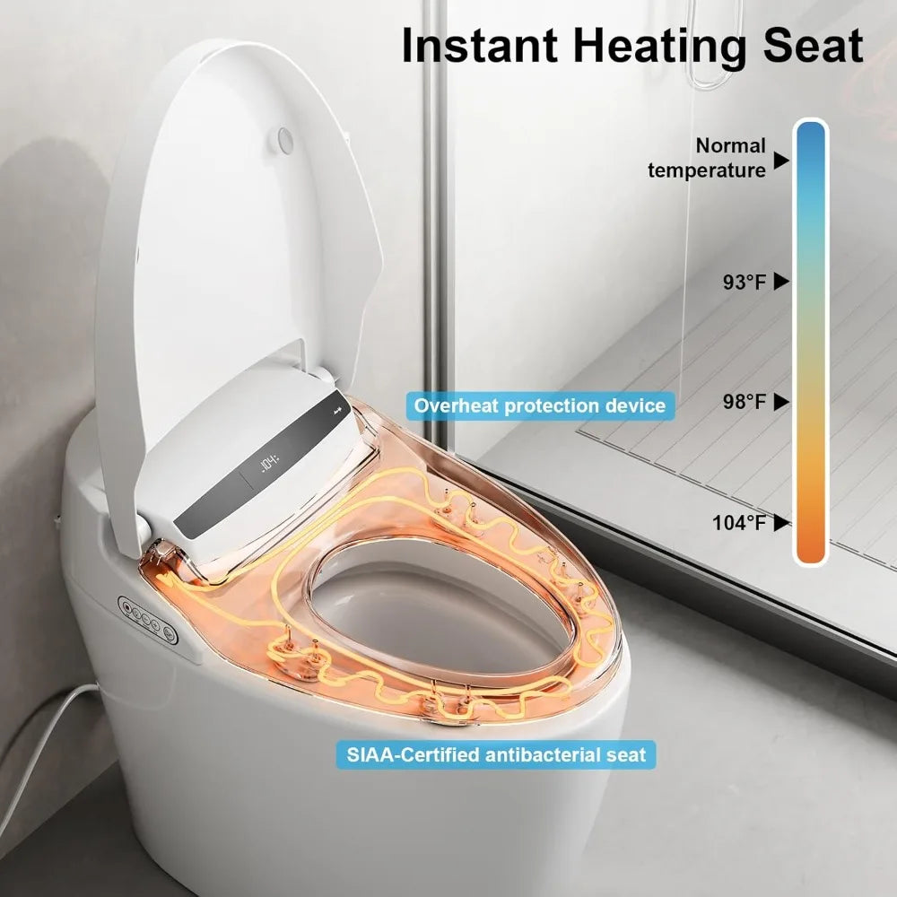 Modern One-Piece Tankless Smart Toilet with Heated Seat and Night Light