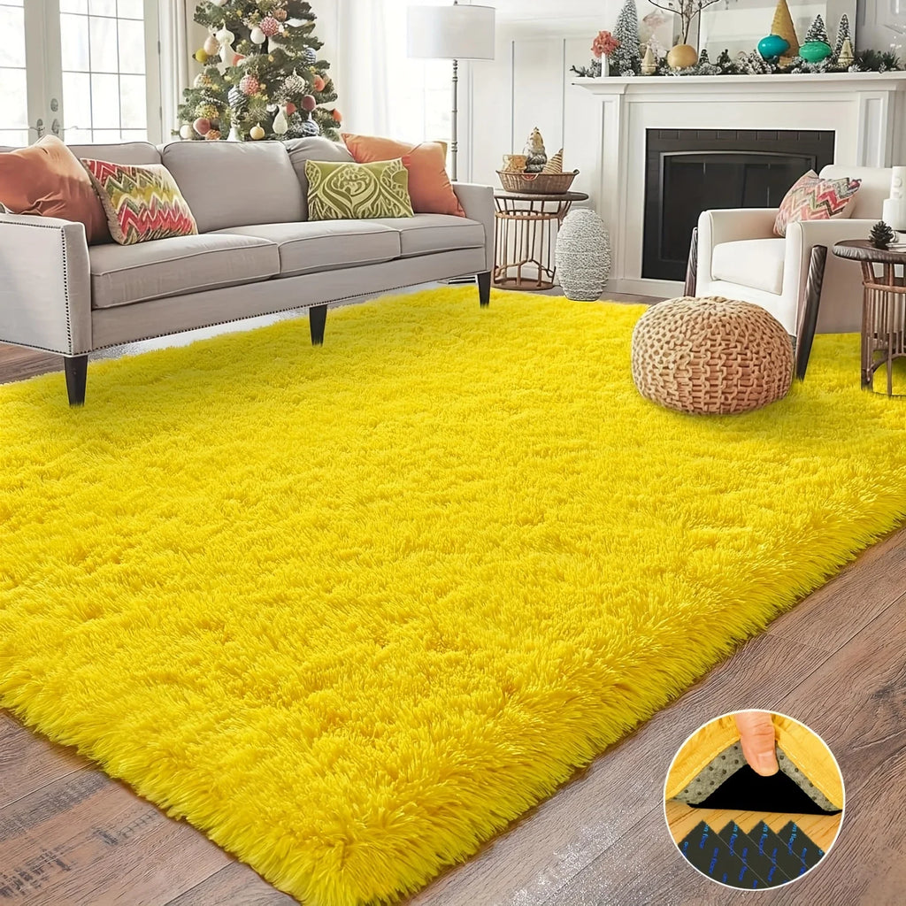 Yellow Soft Shaggy Non-Slip Rug