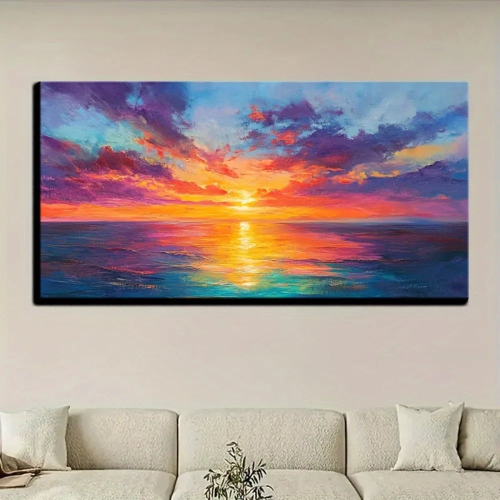 Modern Abstract Seaside Sunset on Canvas w/1.5 inch pine frame