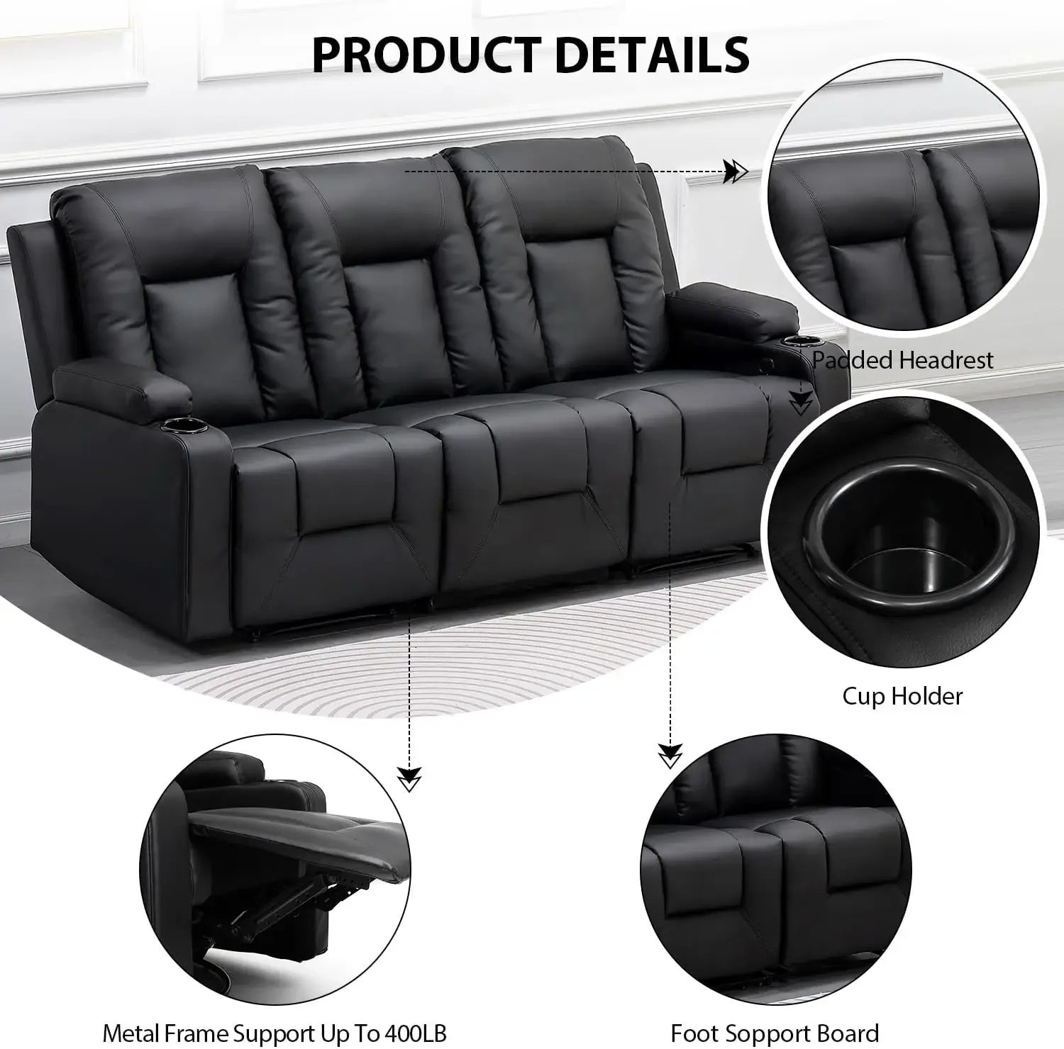 Leather Recliner Chair Set/Loveseat w/massaging system