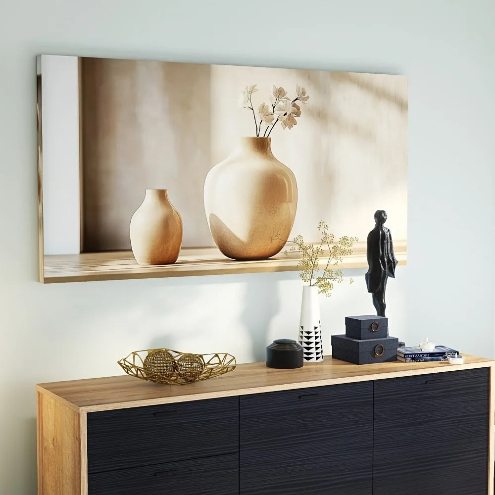 Modern abstract vase canvas art print, upholstery poster, 1.5 inch thick pine frame