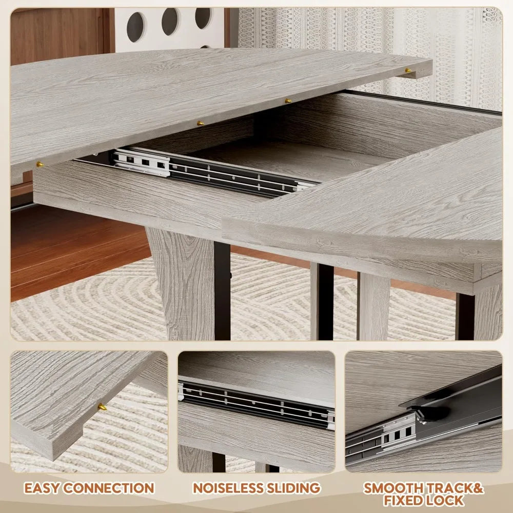 Extendable Round Dining Table for 4-8