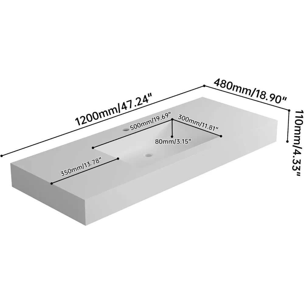 Matte White Stone Wall-Hung Resin Solid Surface Vanity