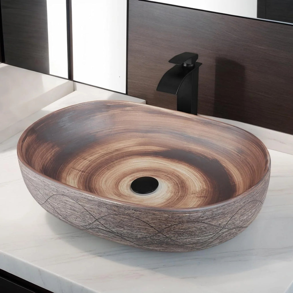 Oval Retro Ceramic Bathroom Vessel Sink Bowl Sink  Washbasin