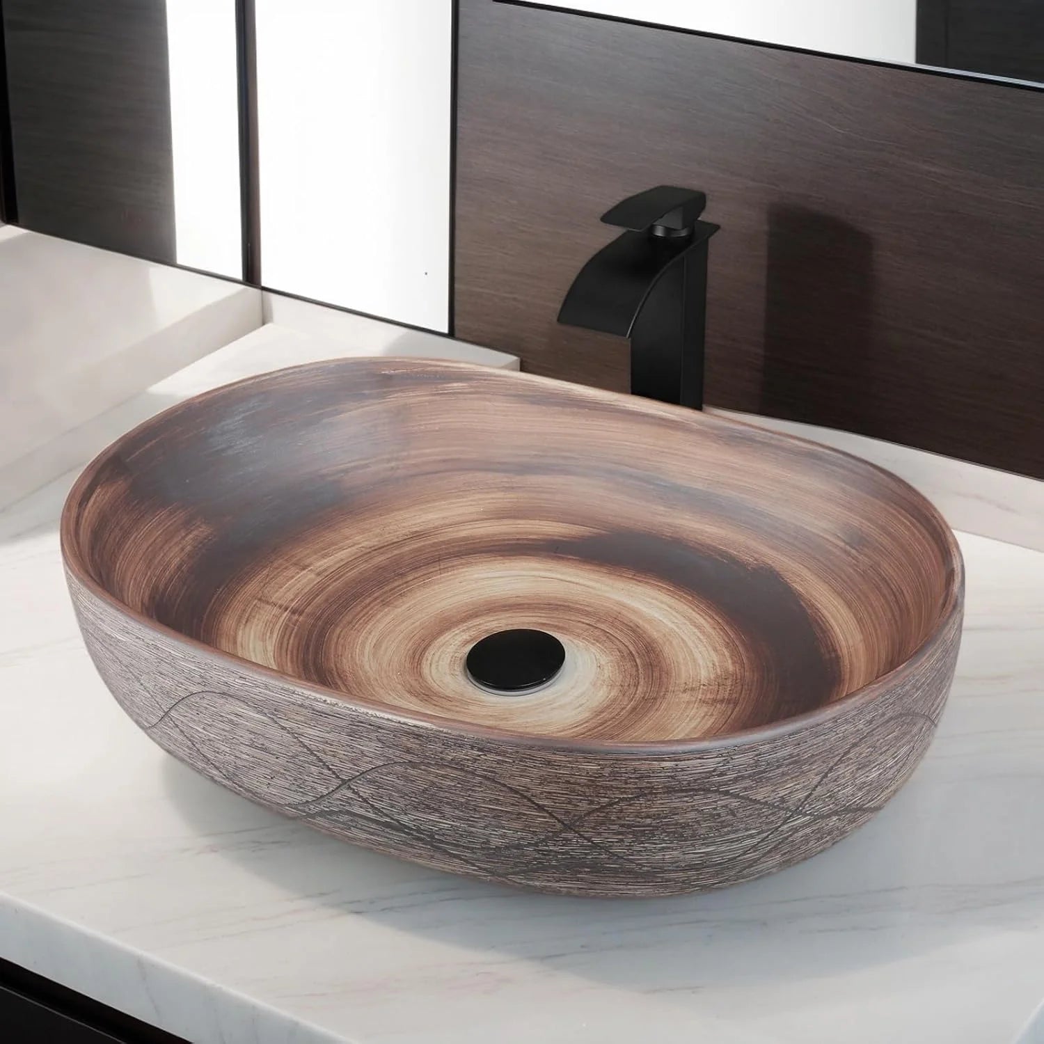 Oval Retro Ceramic Bathroom Vessel Sink Bowl Sink  Washbasin