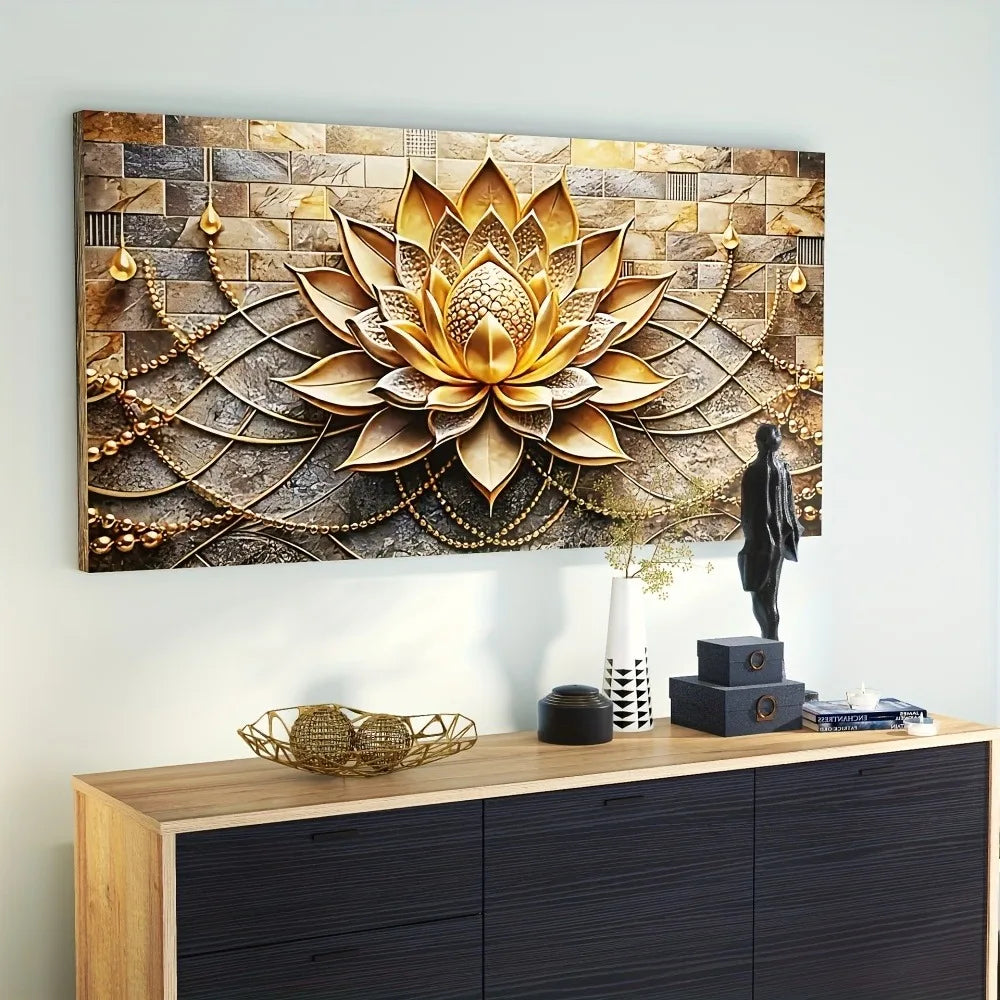 Abstract Black Gold Floral Canvas Art