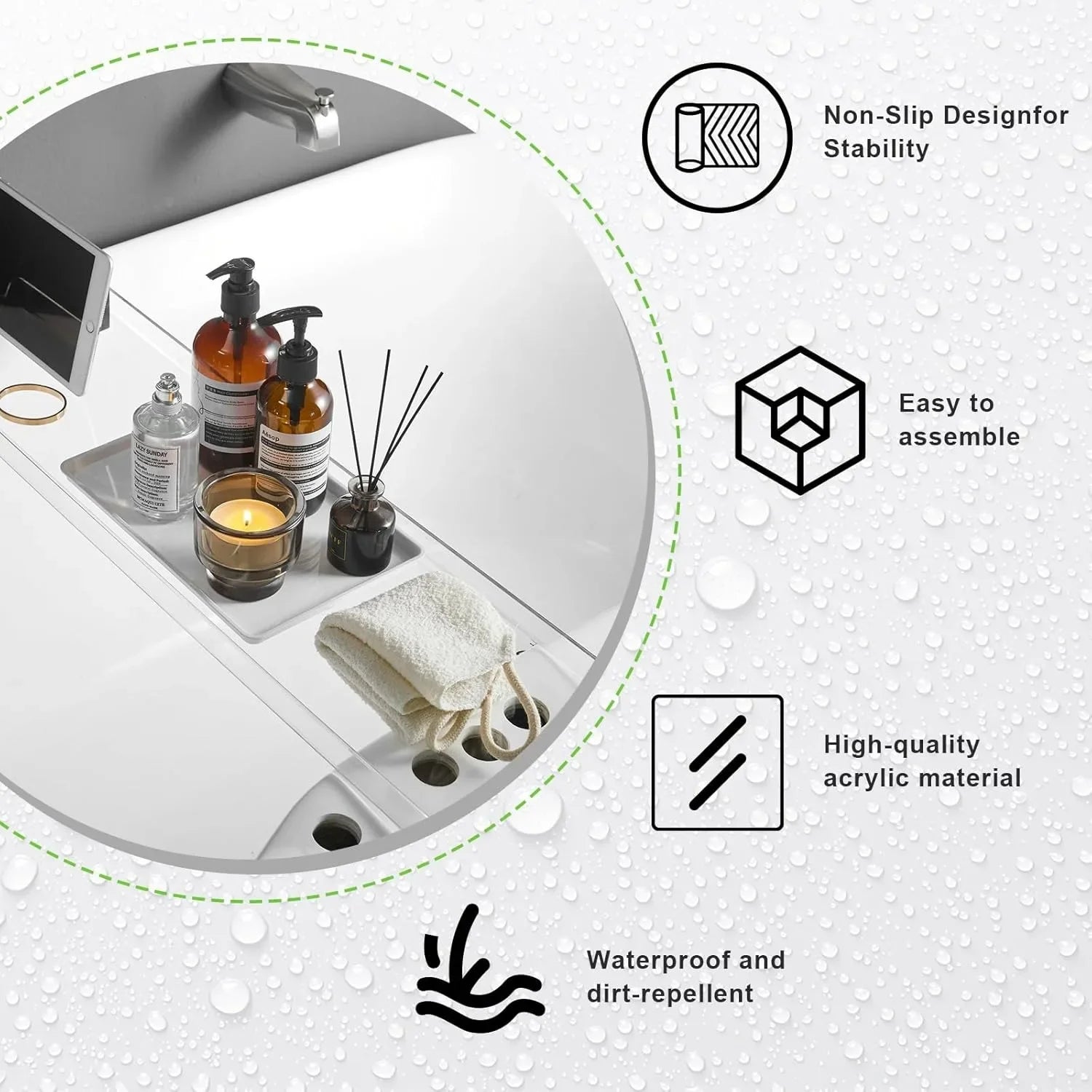 Luxury Acrylic Bathtub Tray Caddy