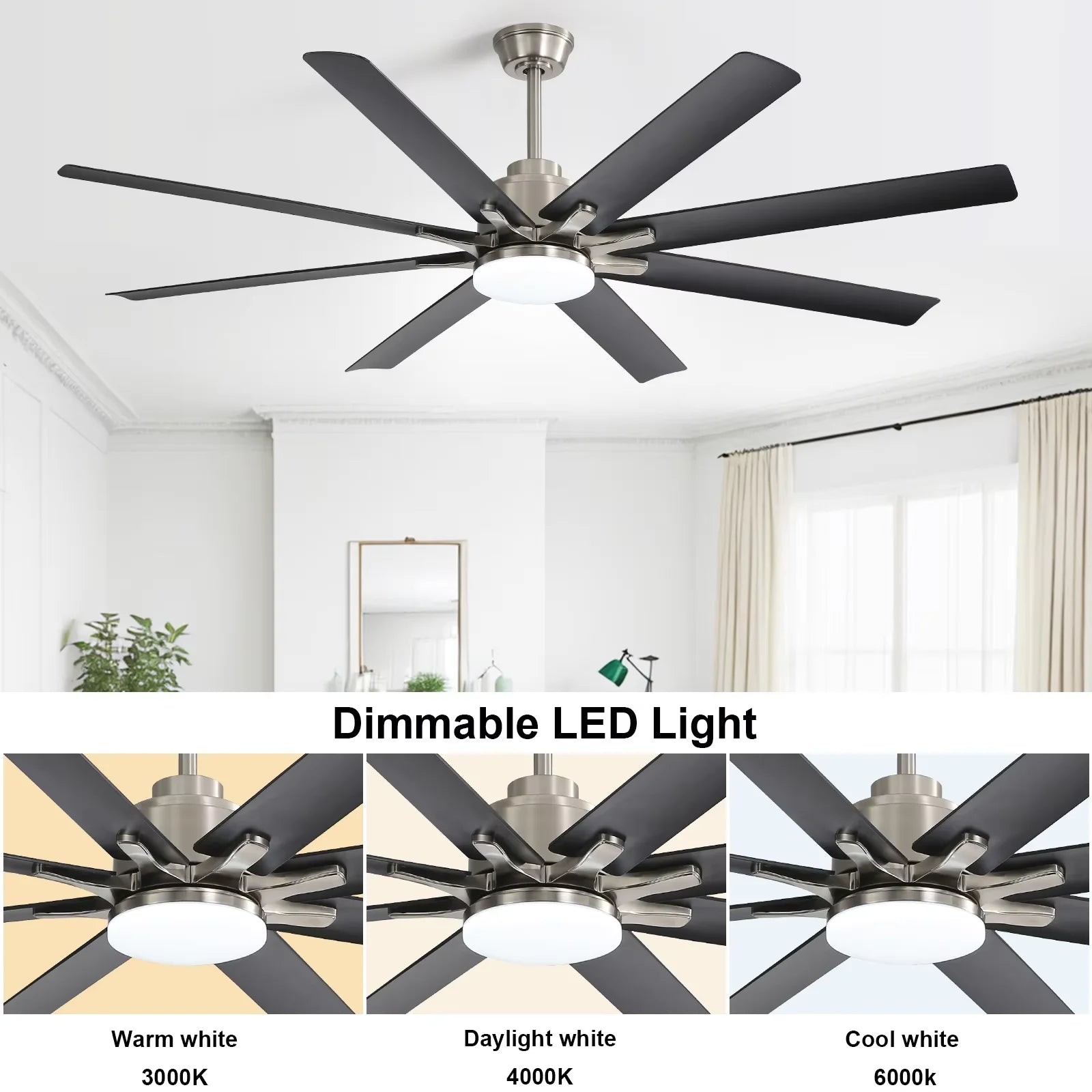 Modern 66-inch Ceiling fan with LED DC  with remote control