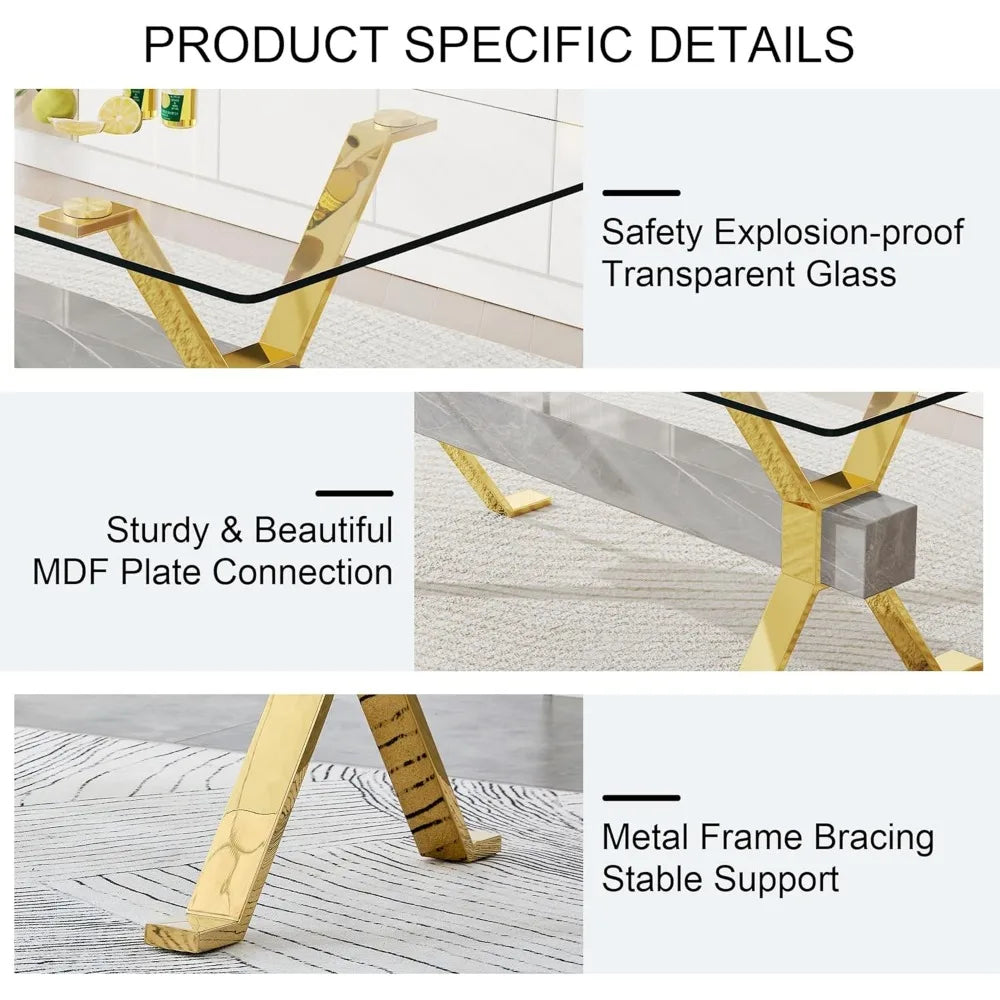 rectangular tempered glass dining table for 8