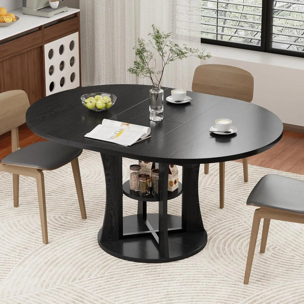 Extendable Round Dining Table for 4-8