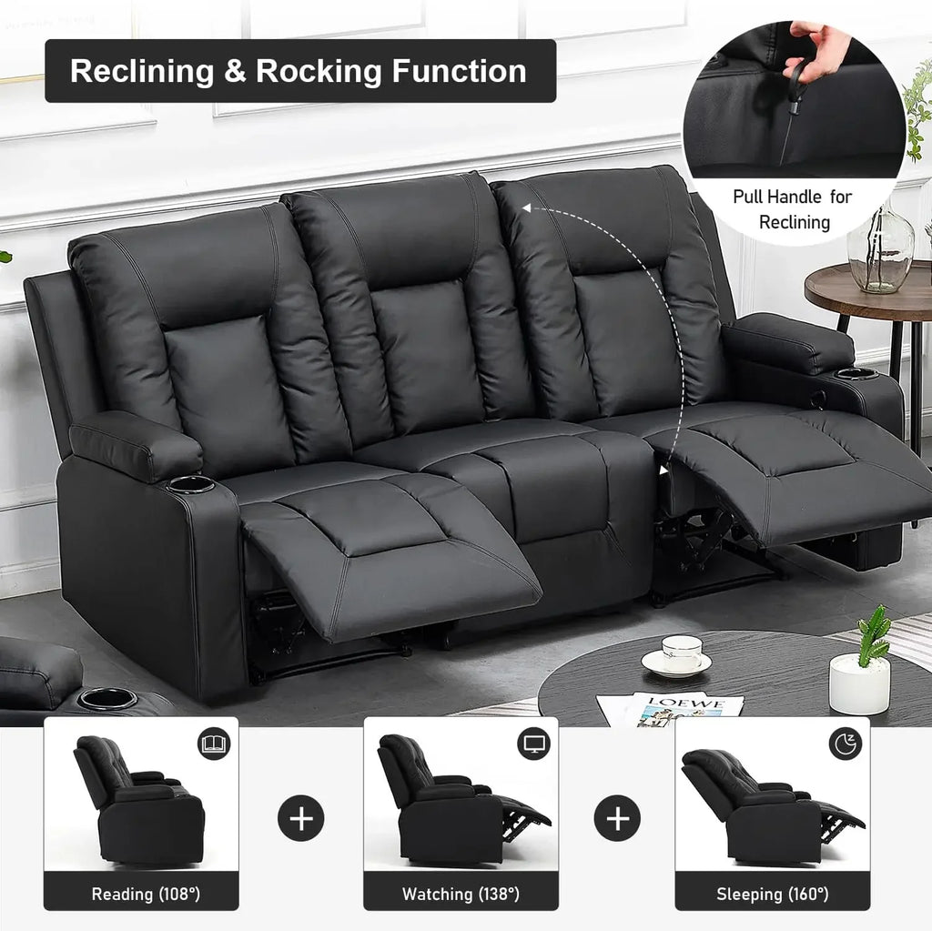 Leather Recliner Chair Set/Loveseat w/massaging system