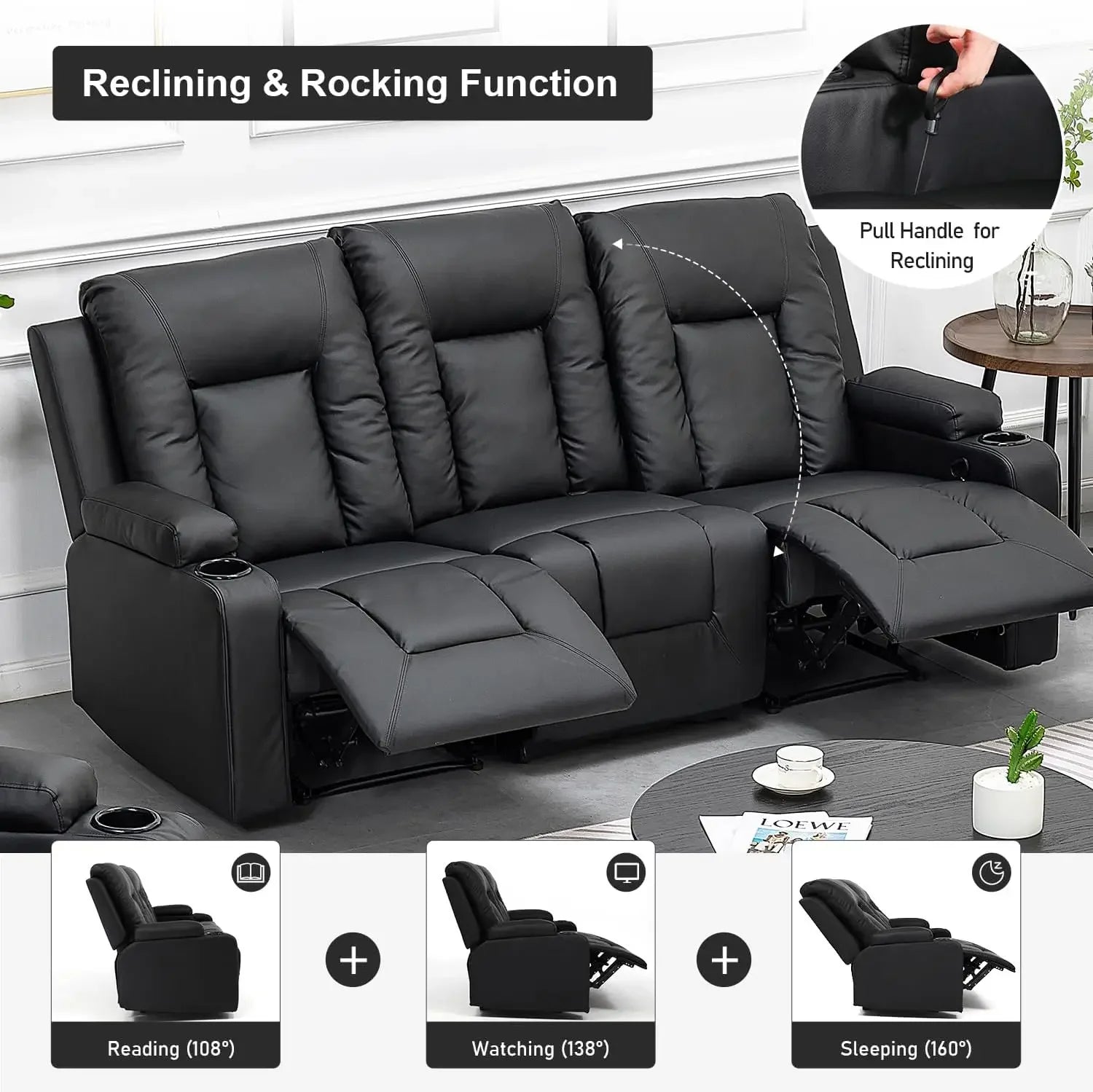 Leather Recliner Chair Set/Loveseat w/massaging system