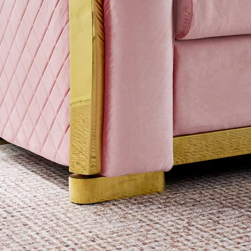 106" L-Shaped Sectional Sofa Set with Gold Accents