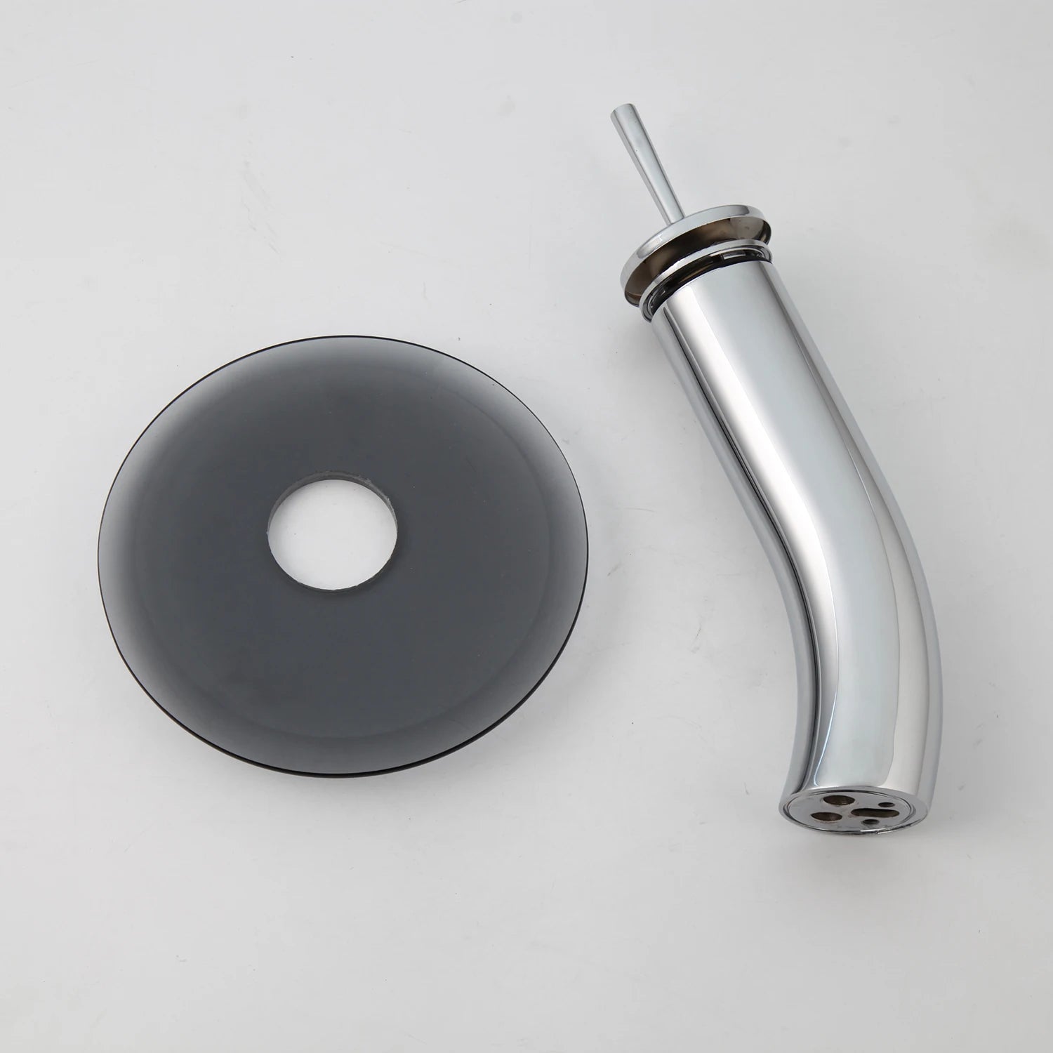 Tempered Glass Bathroom Grey Vessel Sink W/ Waterfall Faucet  Mixer