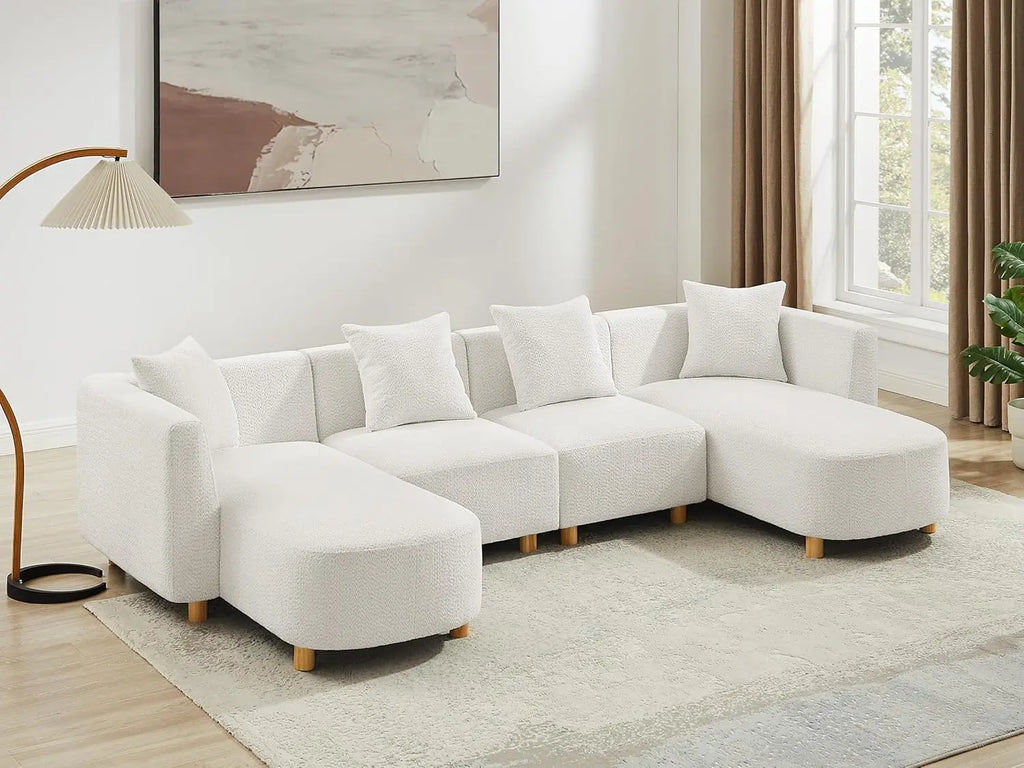 113" Sectional Sofa with 4 Pillows