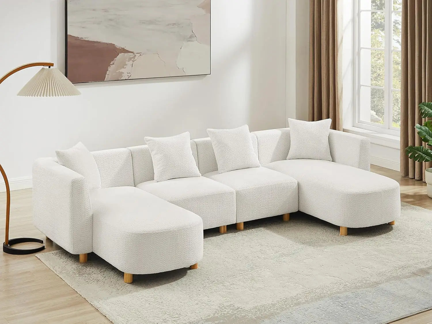 113" Sectional Sofa with 4 Pillows