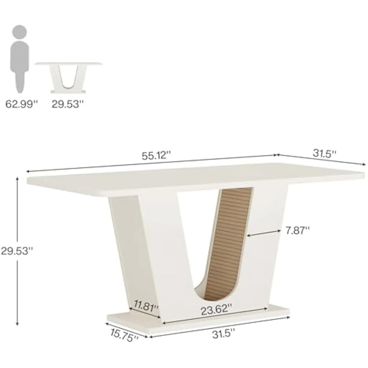Dining Table for 4-6 People with U-Shaped Base