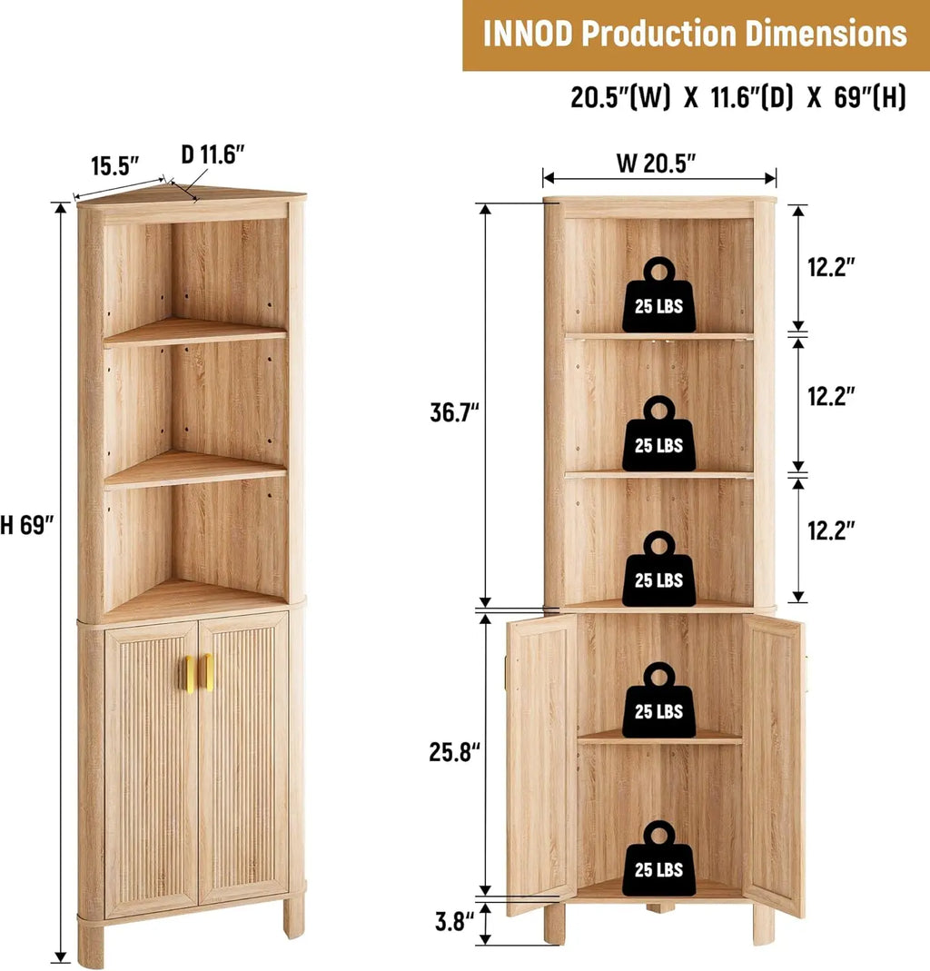 6-Tier Corner Shelf with Doors