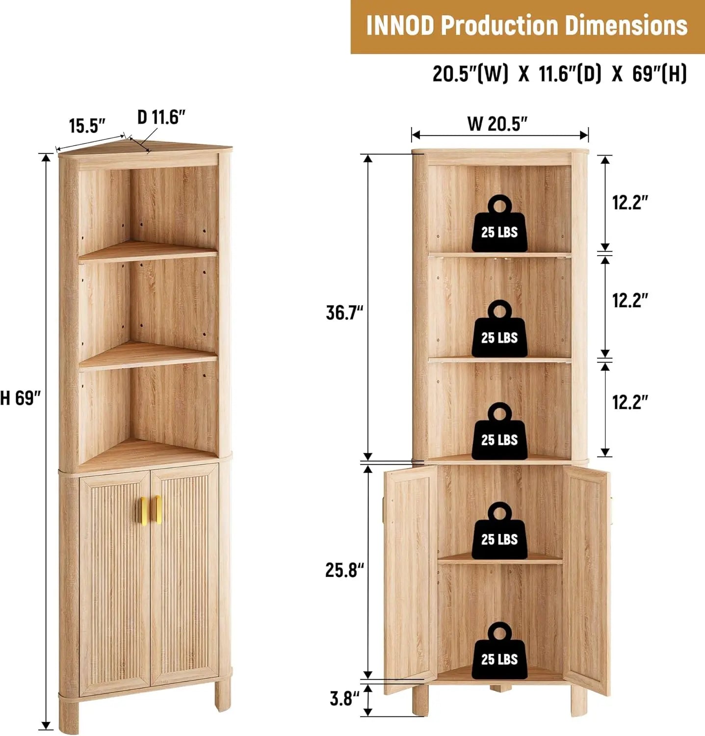 6-Tier Corner Shelf with Doors