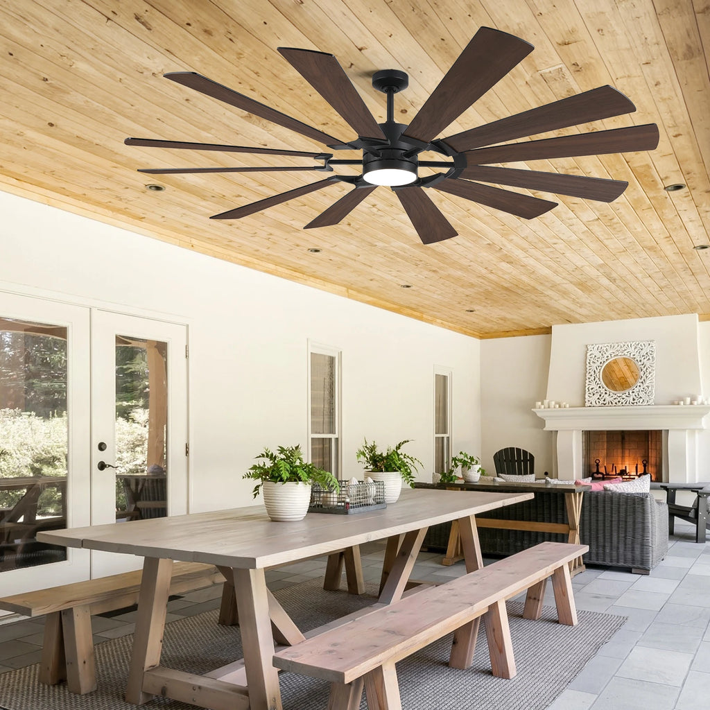 Industrial Ceiling Fan with Light & Remote Dual-finish Blades